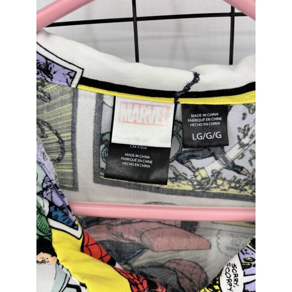 Marvel Spider-Man Comic Print Button-Up Shirt LG Rayon - Picture 2 of 5